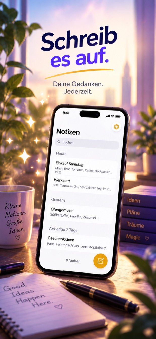 Schreib es auf: die Notizübersicht der App